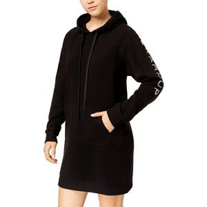 Jessica Simpson THE WARM UP Hooded Fleece Dress in Black, Sz. S